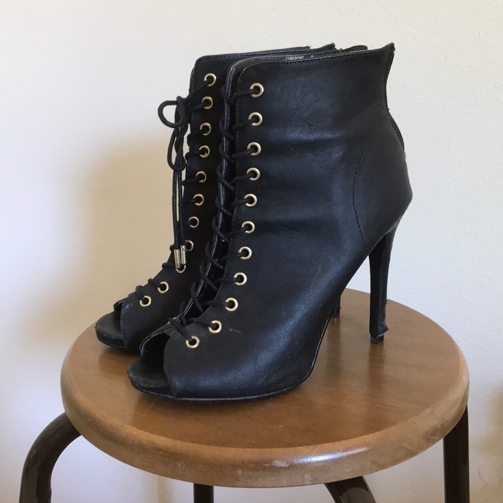 Black lace up heels